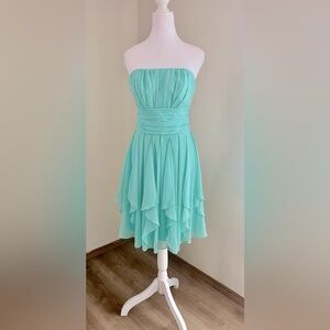 Chiffon, and pleated party dress in Tiffany blue!